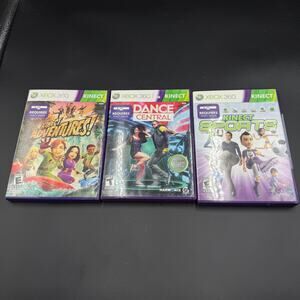 Xbox 360 Kinect Game Lot of 3 Dance Central Kinect Sports Kinect Adventures